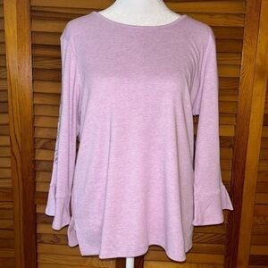 NWT Alfred Dunner “Swiss Chalet” Heathered Lilac Embroidered Top Size PS